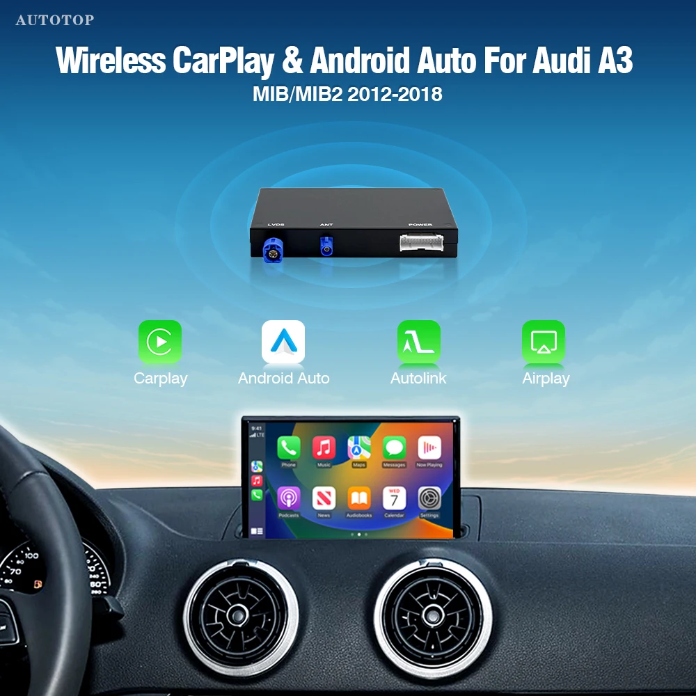 وحدة CarPlay اللاسلكية AUTOTOP لأودي A3 8 فولت Q2 8P 2012-2018 MIB2 MIB نظام أندرويد مجموعات التحديثية التلقائية عكس كام Airplay #1