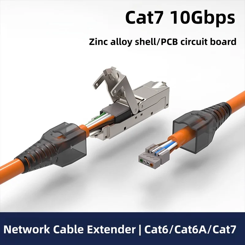 RJ45 Network Adapter Cat6 Cat6A Cat7 Ethernet Extender 10Gbps Shielded RJ 45 Extension With PCB Internet Plug RJ 45 Connector