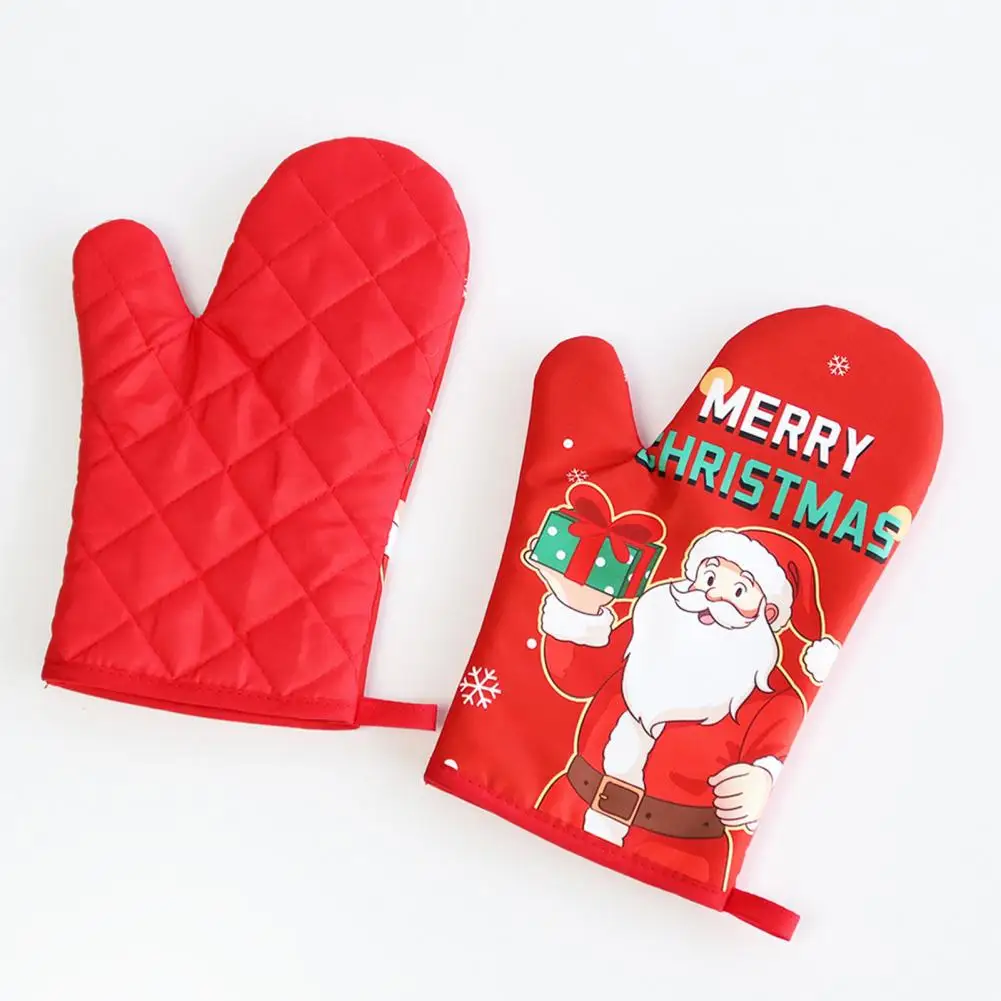 Insulated Oven Gloves Baking Thickened Oven Gloves Festive Christmas Insulated Gloves for Baking for Grilling for Holiday