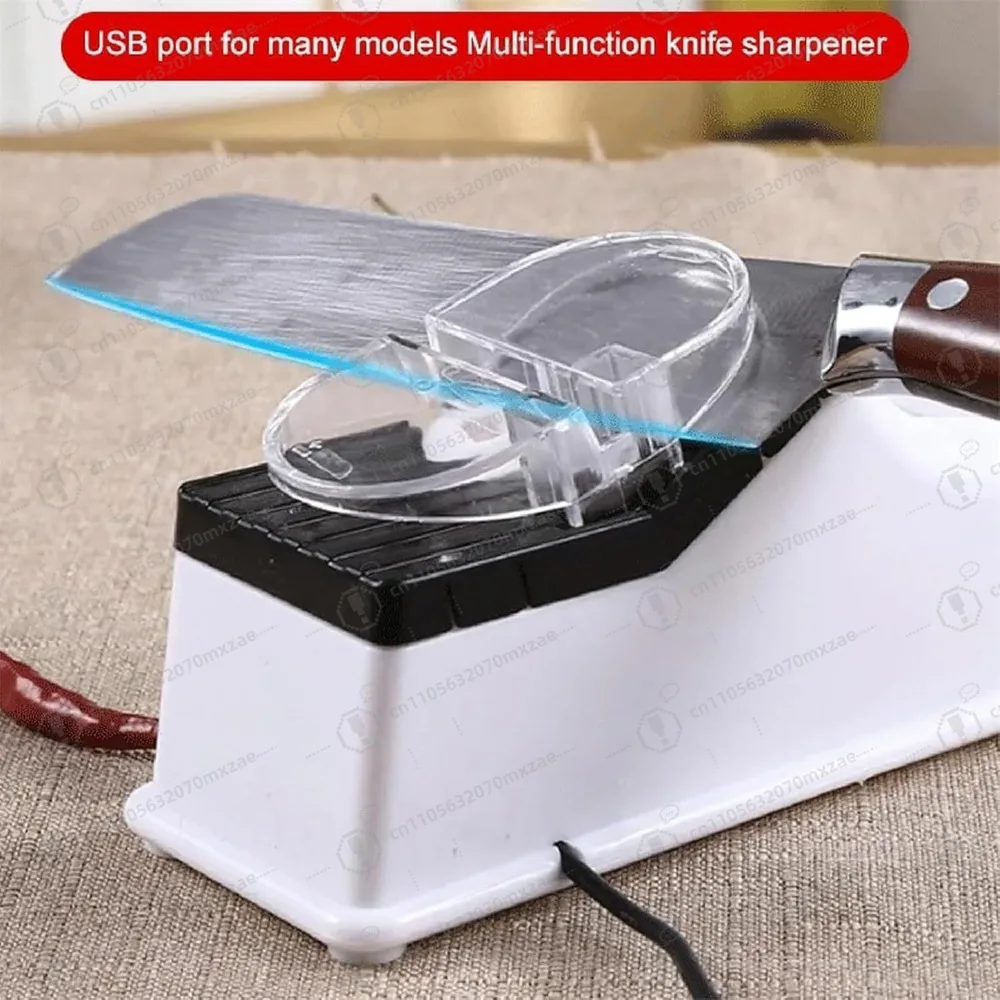 Electric Knife Sharpener Double Sided Quick Sharpening Polishing USB Powered Stable Non-slip BaseWith Replacement Grinding Tools