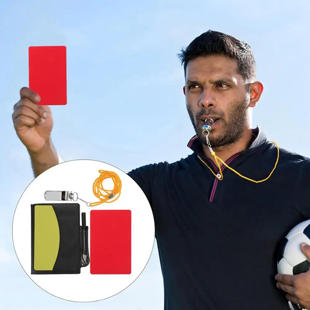 Voetbalscheidsrechter Kaart Professionele Rood Gele Kaarten Pen Fluitjes Kaart Mouwen Set Voetbal Training Scheidsrechter Waarschuwingskaarten