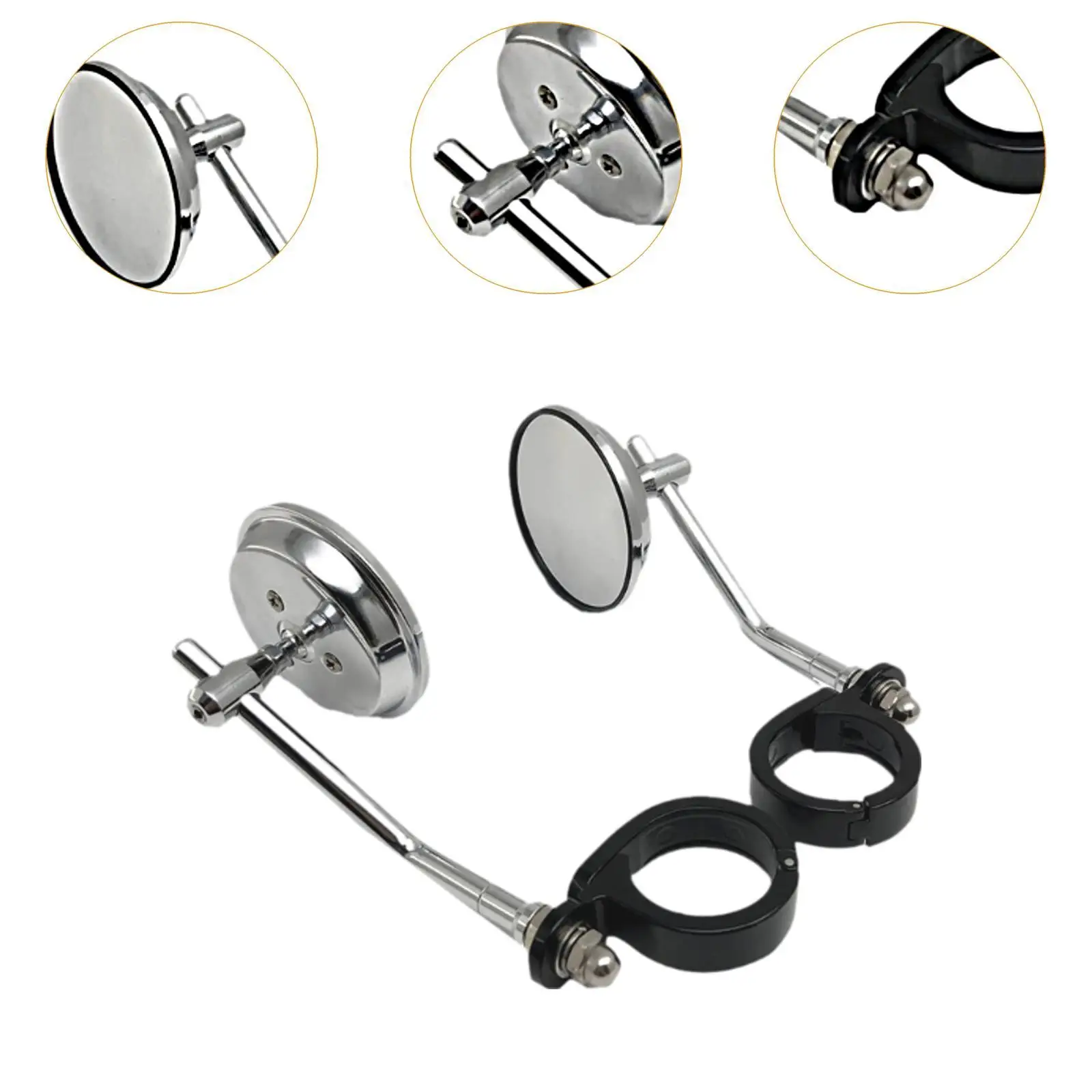 Extension Motorbike Side Wing Mirror Clear Glass Adjustable 180 Degree Motorcycle Mirrors for Universal 39 to