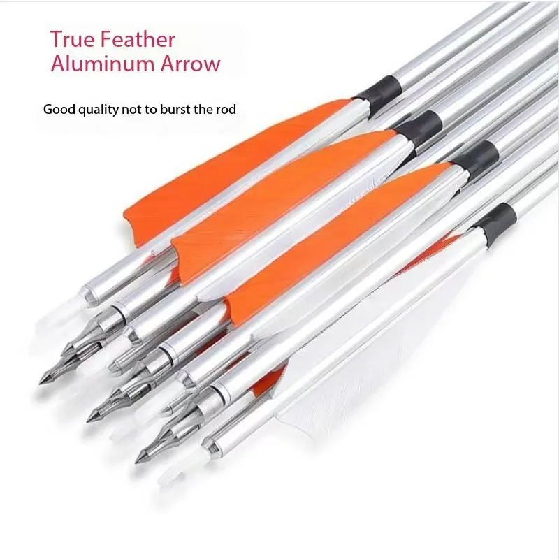 

True Feather Aluminum Arrow Reverse Qumei Hunting Traditional Bow Aluminum Alloy Metal Arrow