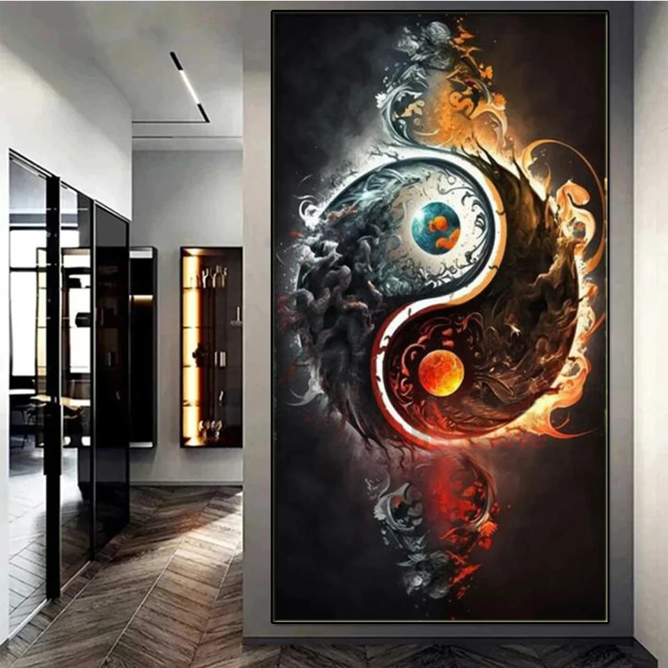 

Large New 2023 Tai Chi Yin Yang Fantasy Landscape Diamond Painting Cross Stitch DIY Diamond Embroidery Full Rhinestones Mosaic