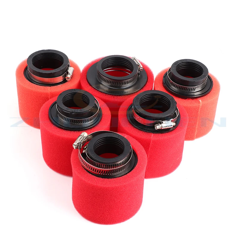 35mm 38mm 42mm 45mm 48mm Bend Elbow Neck Foam Air Filter Sponge Cleaner Moped Scooter Dirt Pit Bike Motorcycle RED Kayo BSE