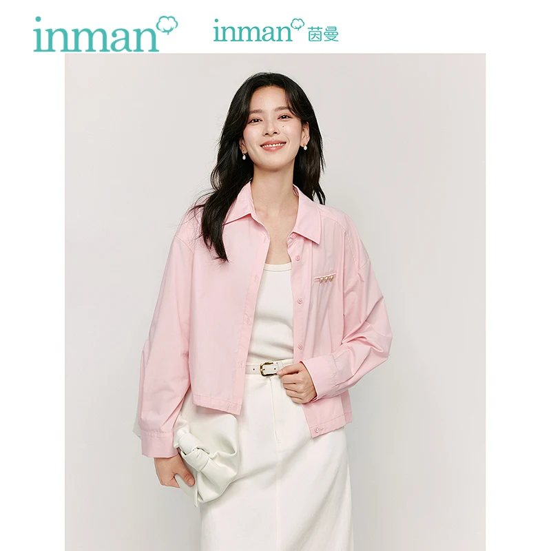 INMAN Casual Women's Shirts 2024 Autumn Women's New Loose  long-sleeved shirts  blouses Simple Button Drawstring design