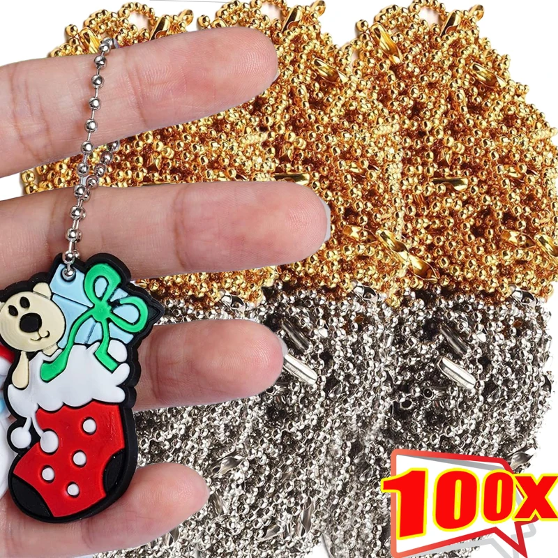 100 قطعة الذهب والفضة الكرة حبة قابل للتعديل قلادة موسع سلسلة Keychain بها بنفسك المفاتيح المعلقات العثور على المجوهرات صنع الملحقات