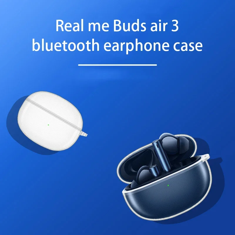 

Чехол для Realme Buds Air3, прозрачный защитный чехол из ТПУ для наушников, противоударный чехол с крючком