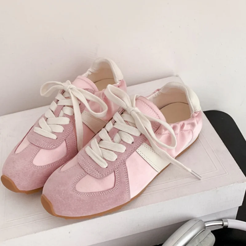 

Flat Soft Sole Ballet Shoes Women Narrow Band Lace-Up Zapatillas De Mujer Leather Sneakers Girls Sports Running Tacones Light