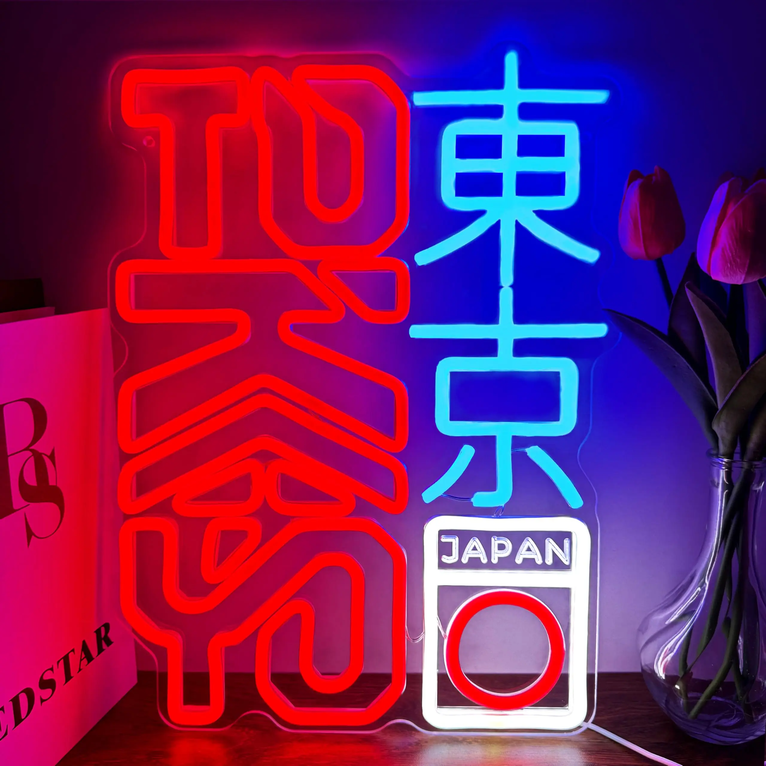 

Tokyo Neon Sign Vibrant Japanese Kanji Art for Room Decor LED Neon Light Up Hanging Sign for Bar Pub Party Bedroom Home Decor