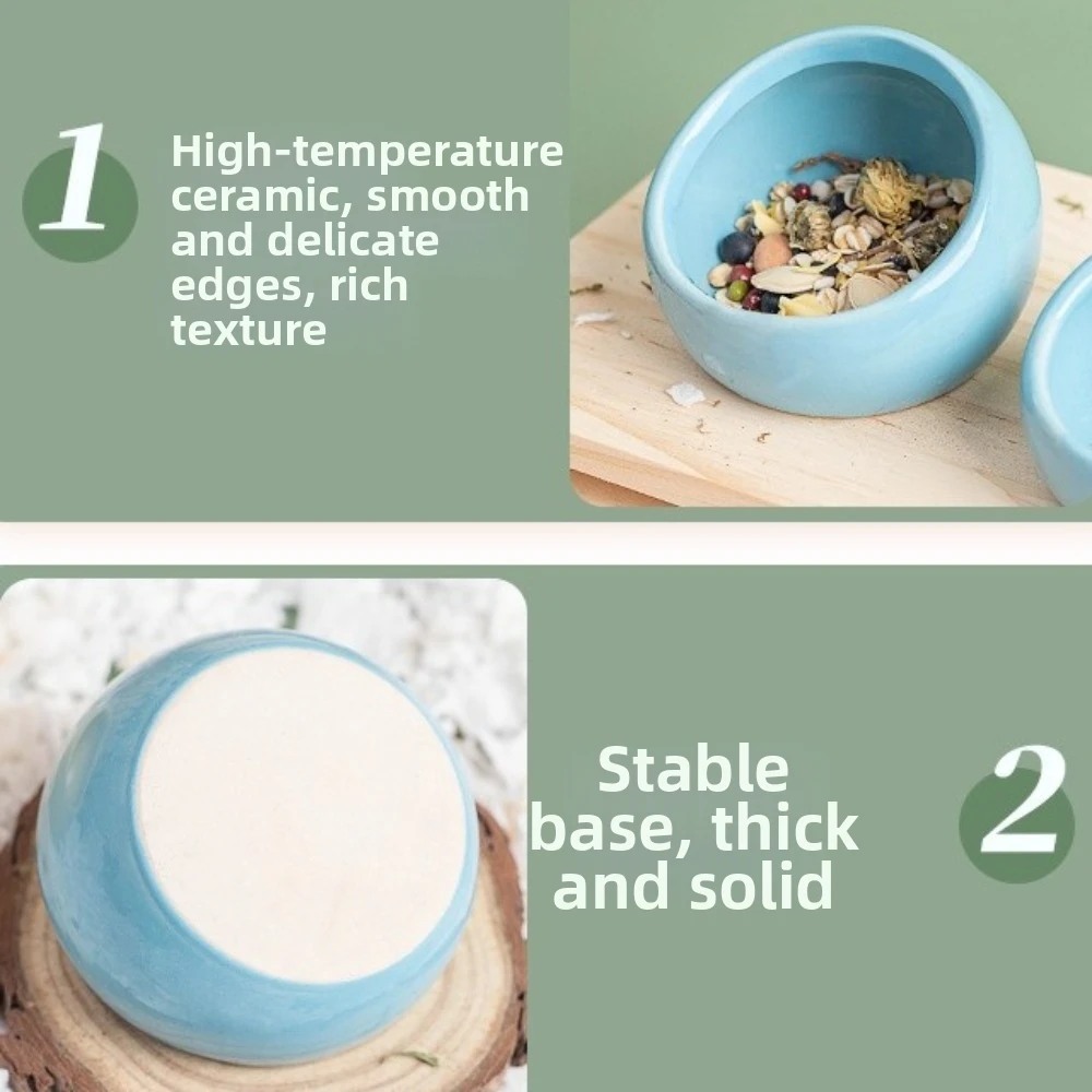 Keramik-Futterschale für Hamster, kippsicher, rutschfest, für kleine Haustiere, verschüttungssicher, mit schrägen Kanten, für Meerschweinchen – Detail 8
