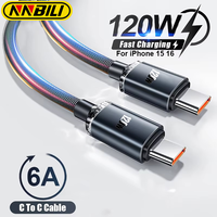NNBILI 120W USB C Cable Super PD Fast Charger Type C To C Cable For iPhone 15 16 Samsung Xiaomi Huawei Fast Charging Data Cord