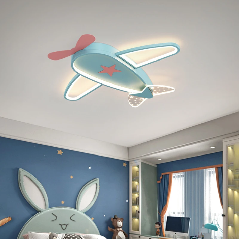 Imagem -04 - Avião Luzes de Teto Led para Quarto de Criança Helicóptero Luz Criativo Quarto do Bebê Berçário Menino Menina Lâmpadas do Quarto Azul Rosa