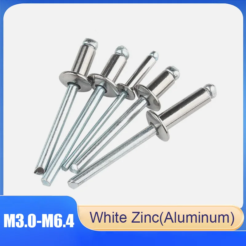 

10-100pcs Aluminum Pop Blind Rivets M3.0 M3.2 M3.6 M4 M5 M6.0M6.4 Round Head White Zinc Blind Rivets Suitable For Furniture/Cars