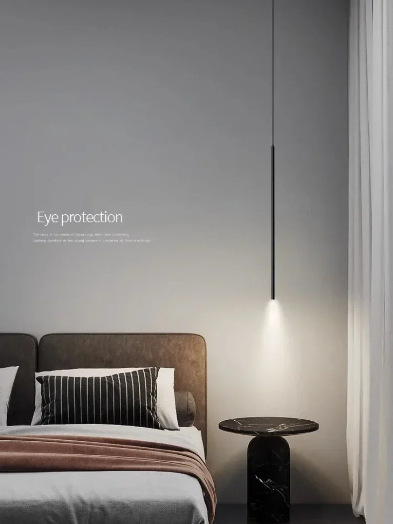 Modern Minimalist LED Longer Pendant Lights For Bedroom Bedside Reading Chandelier Lamps Living Room Bar Coffee Decor Fixtures