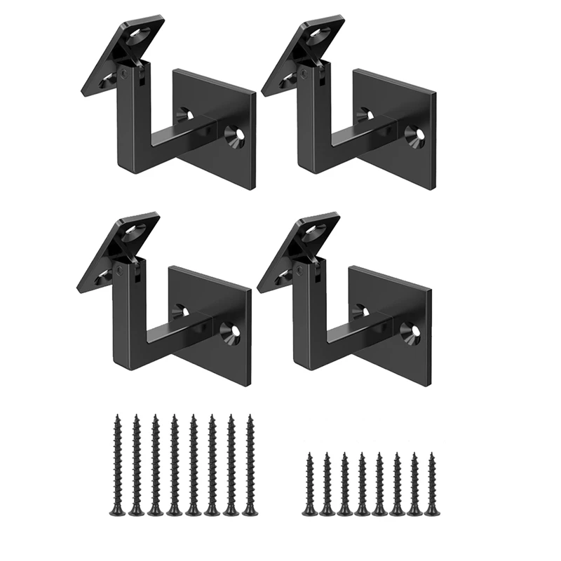 

MAKE-4 Pcs Adjustable Handrail Brackets, Stair Railing Brackets , Hand Rail Brackets For Stairs, Wall Mounted Brackets