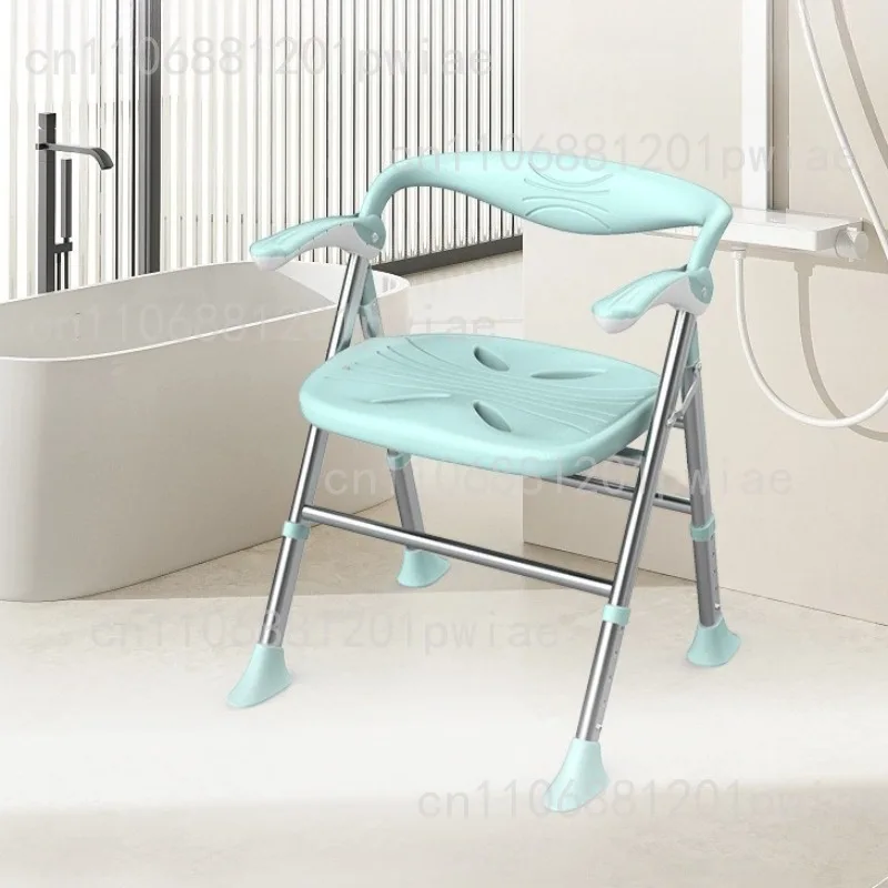Shower Chair Elderly Bathroom Safety Aluminum Alloy Bench with Backrest Stable and Anti Slip Seat