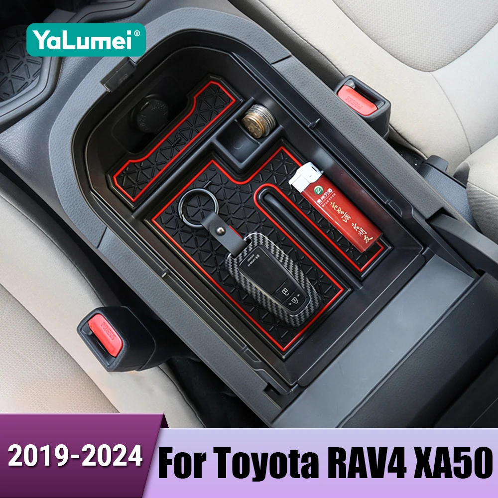 Auto-Aufbewahrungsbox für Toyota RAV4 XA50 2019 2020 2021 2022 2023 2024, Hybrid-Mittelkonsolen-Organizer-Box, zentrale Armlehnen-Aufbewahrung