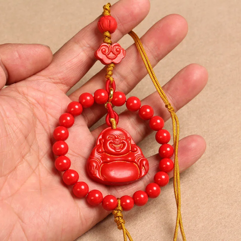 Factory cinnabar gourd Maitreya hanging piece pendant car hanging home auspicious ornament cinnabar ornaments bag chamrs