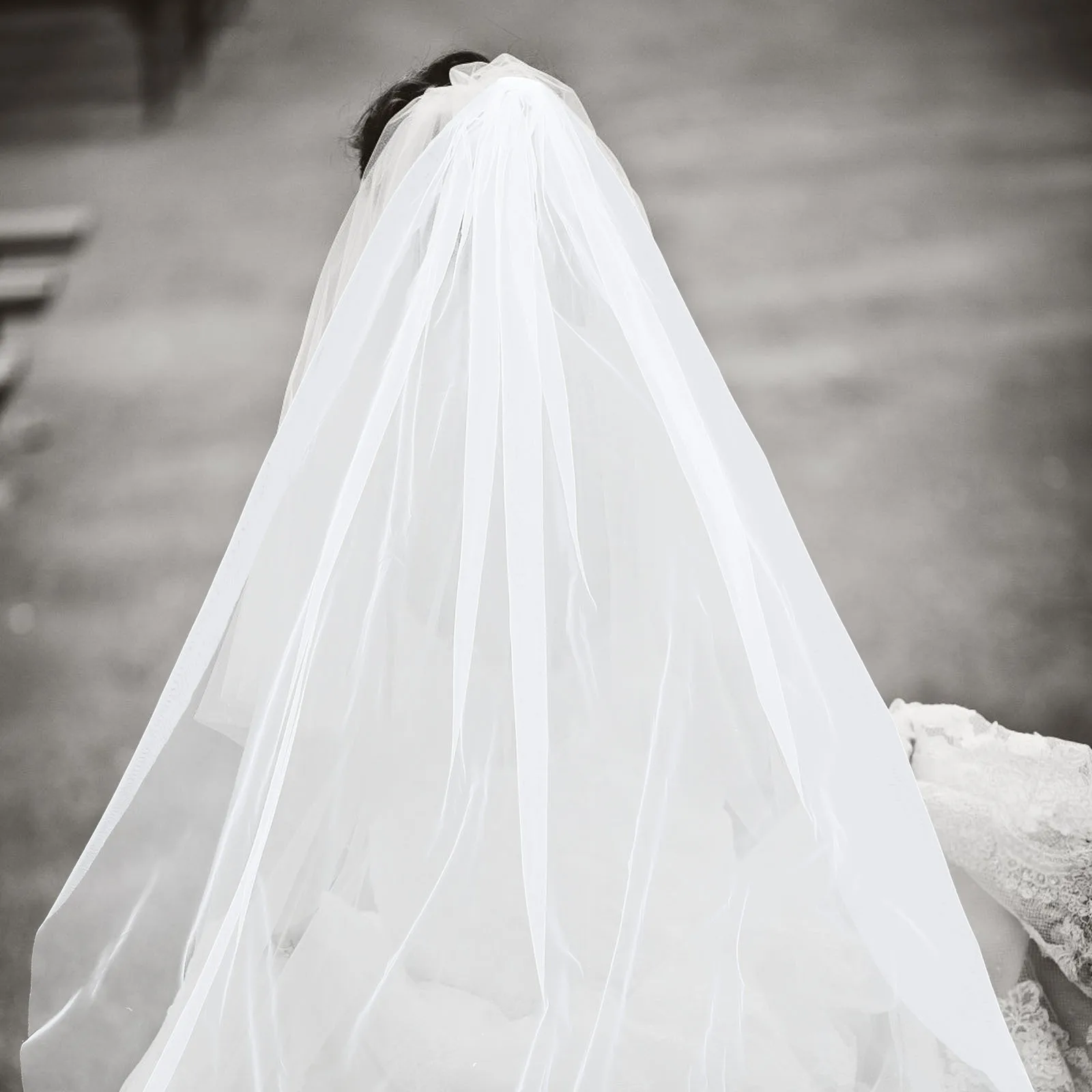 

Long Elegant Single Layer Wedding Veil 2 Meters Pure White Floor Length Bridal Veil For Bride Wedding Accessories Smooth