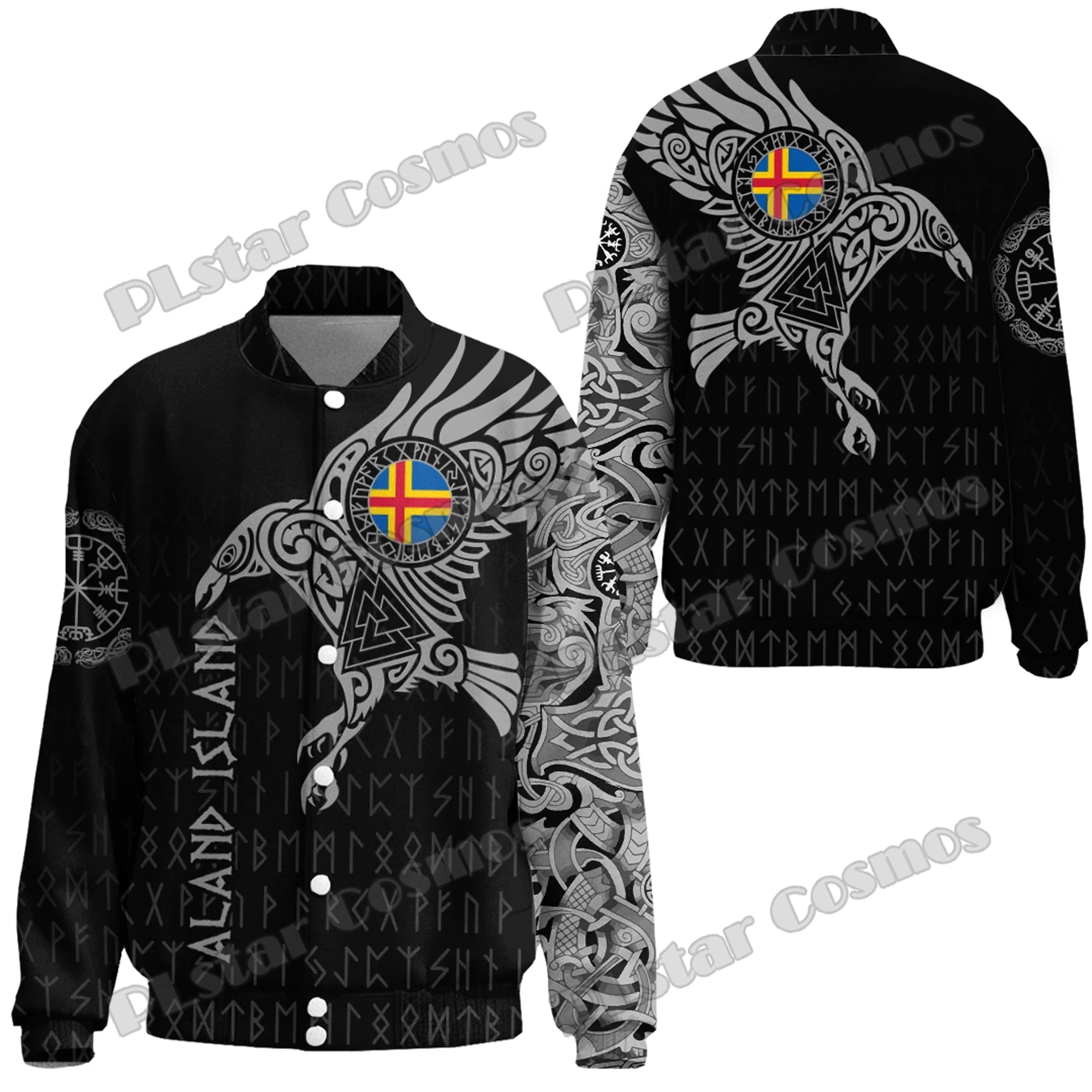 The Raven Of Odin Tattoo Norway 3D Printed Fashion Men's Thicken Stand-Collar Jacket Unisex Casual Winter Baseball Jacket FX51