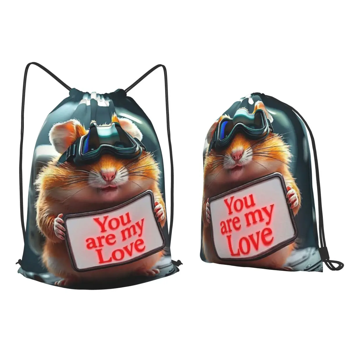 Space Hamster Love Note Backpacks Portable Drawstring Bundle Pocket Sports Bag Book Bags for Man Woman School