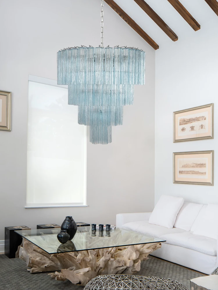 2025 Trendy French Design Colorized Glass LED Chandelier Lighting Suspension Luminaire Lampen Hanging Light For Living Room
