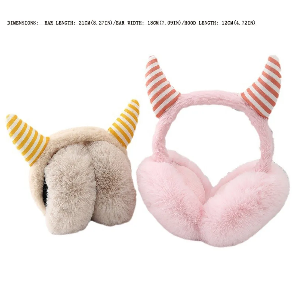 Cute Horns Rabbit Ear Warm Earmuffs Plush Rabbit Ear Folding Earflap Cold Protection Soft Windproof Ear Cap Outdoor