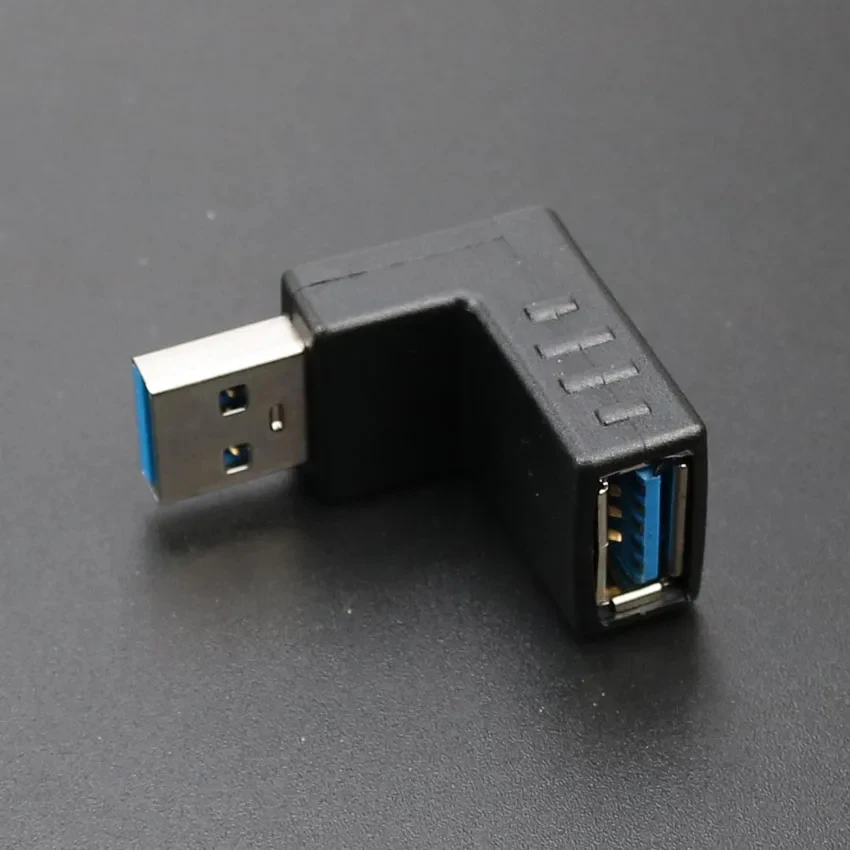 1 قطعة 90 درجة اليسار اليمين الزاوية USB 3.0 ذكر إلى موصل سالب محول USB3.0 إلى USB3.0 محول لأجهزة الكمبيوتر المحمول #2