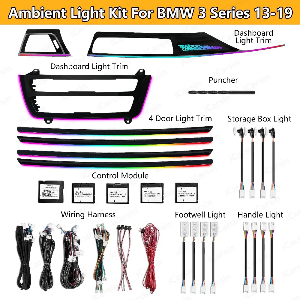 

Динамический окружающий свет F30 для BMW 3 серии 2013-2019, аксессуары для обновления внутреннего освещения двери приборной панели