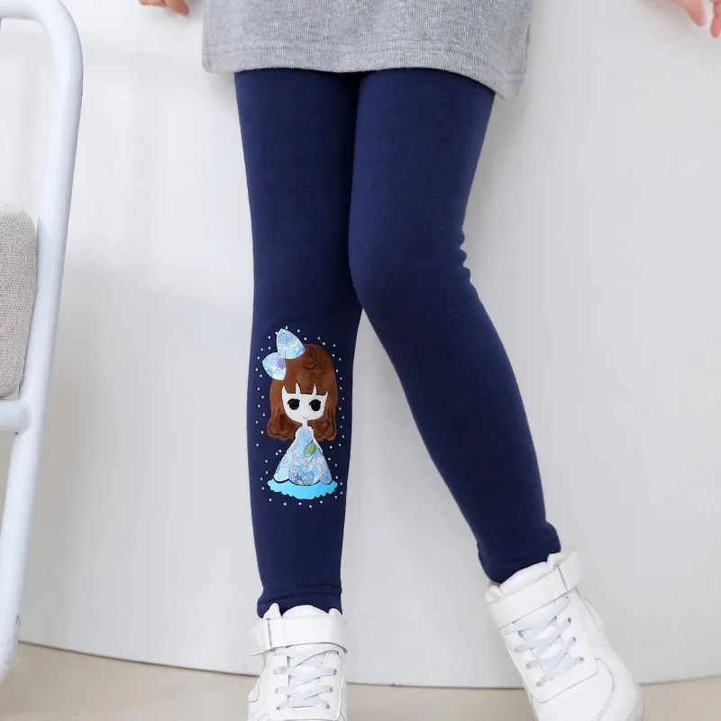 High Quality Winter Autumn Thick Warm Girls Leggings Kids Pants Children Winter Trousers Elastic Cartoon Pattern Leggings Girls