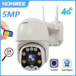 4G SIM Card Security Camera PTZ 5MP Outdoor WIFI Speed Dome Video Surveillance Cameras CCTV P2P Night Vision Auto Tracking Camhi