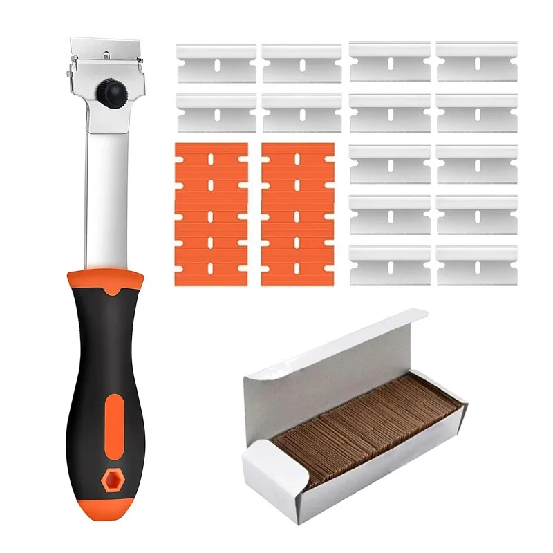 Multi-Purpose Long Handle Scraper with Blades Adhesive Remover Cleaning Tool for Car Window Glass Decal Glue Removal