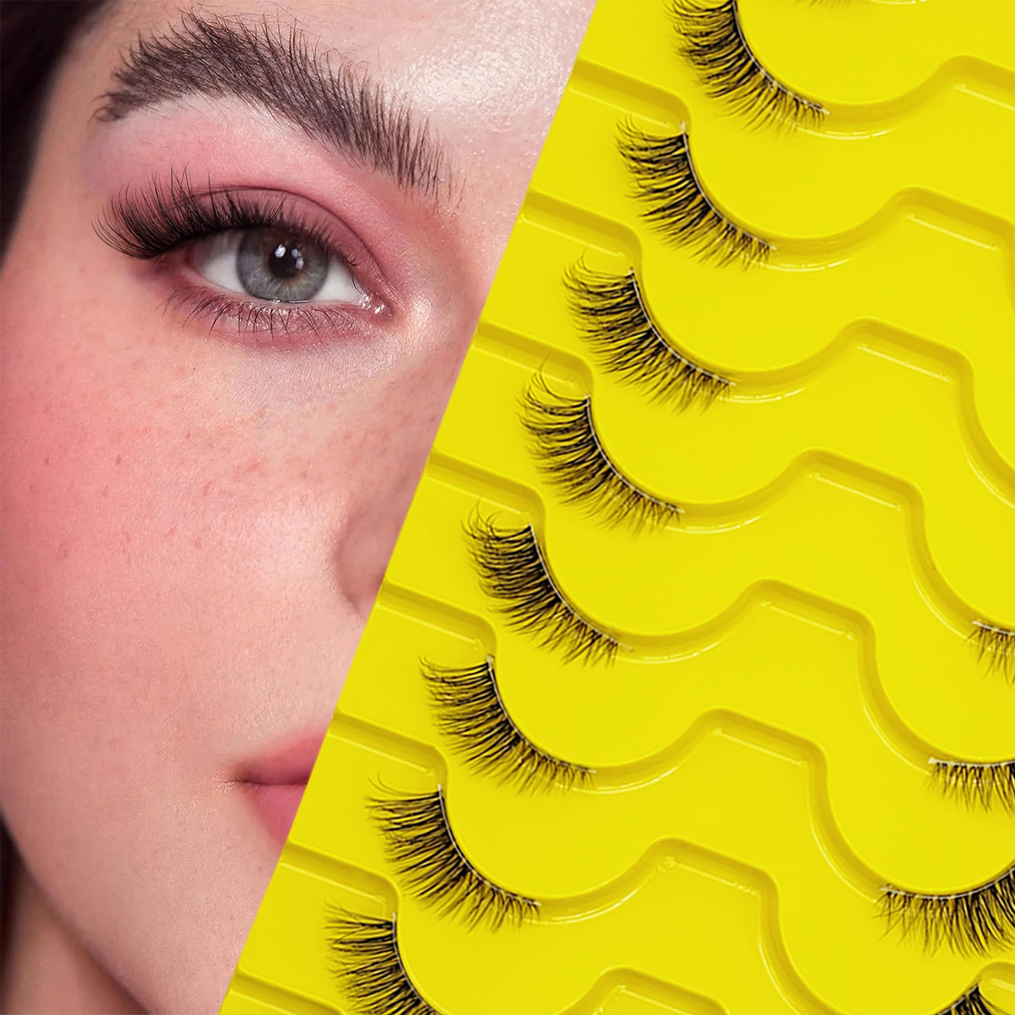 10 paare halbe gefälschte wimpern Manga wimpern weiche natürliche katwimpern Make-up-Up-TOOL erweiterklung เป็นวงดนตรี