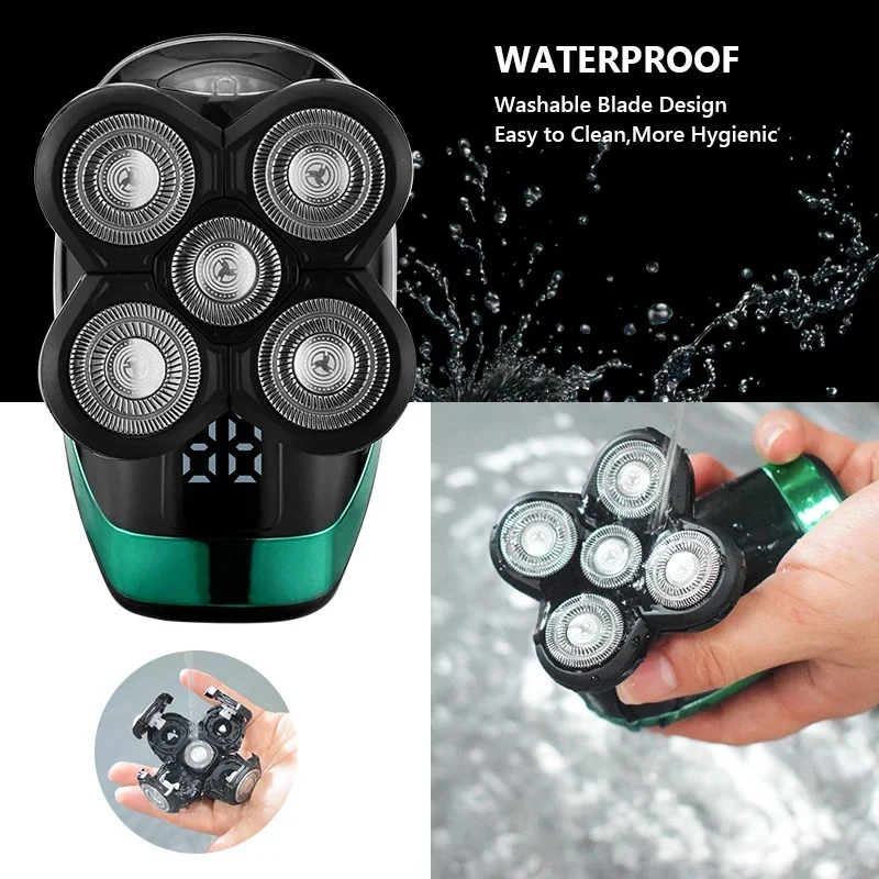 교체 면도기 헤드 전기 면도기 5D 독립적으로 5 커터 플로팅 헤드 방수 스테인레스 스틸 면도날