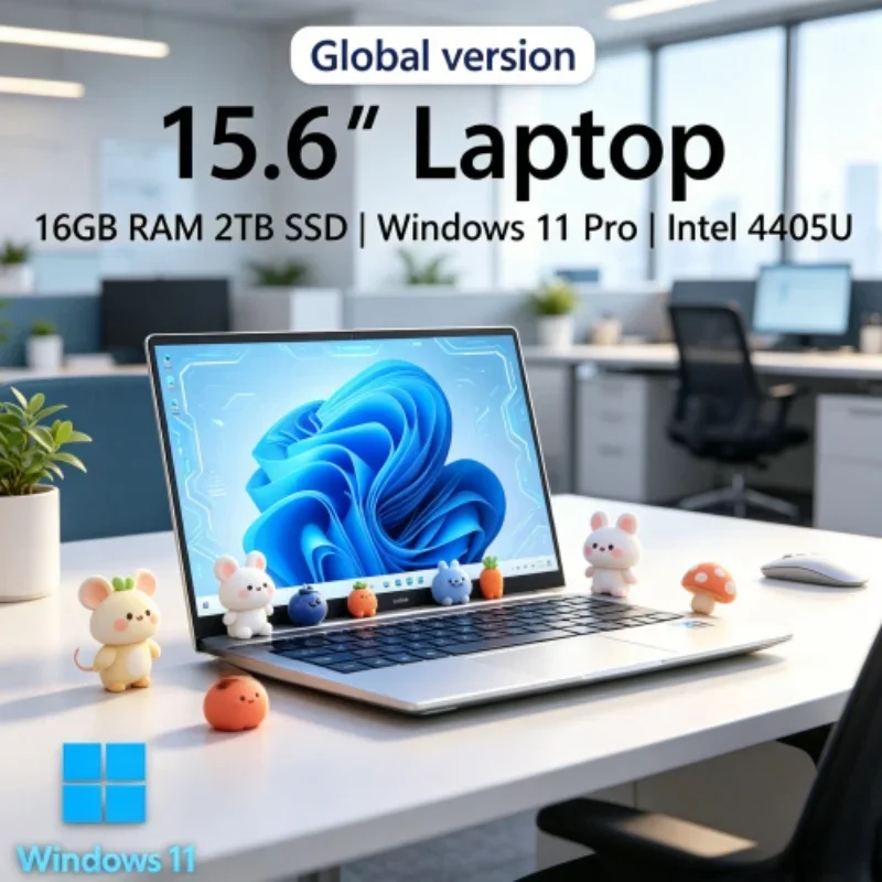 

Cryptic 2026 Sleek Contoured Laptop 15.6 16GB RAM SSD Intel 4405U Noble Gaming PC 1920*1080 Display Stylish Office Study