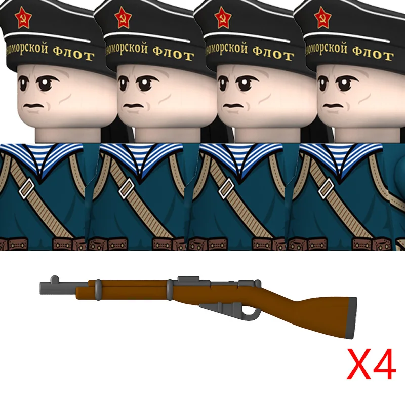 WW2 Military Navy Serie Soldat Figuren Bausteine Sowjetunion Krieger Infanterie Offizier Gedruckt Helm Ziegel Spielzeug Geschenke