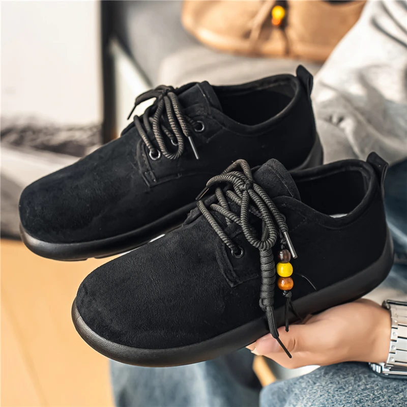 

Мужские повседневные туфли из замши, дышащие лоферы на шнуровке, легкие кроссовки на платформе для прогулок на улице