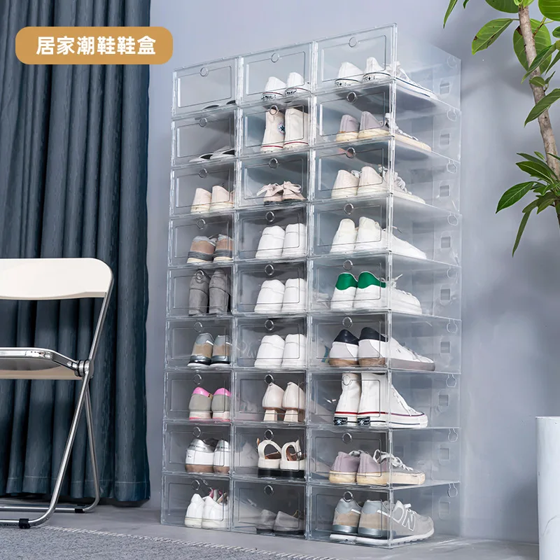 1Pcs Transparent Shoe Box Drawer Type Plastic Dust-proof and Moisture-proof Shoe Rack Shoe Cabinet Shoe Wall Shoe Organizer