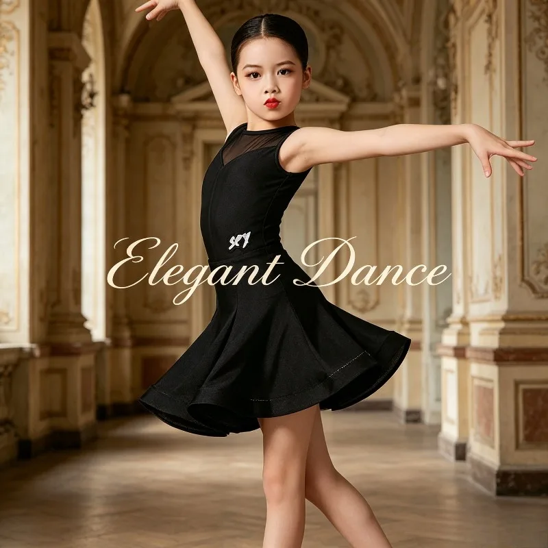 

2026 NewSummer Latin Dance Dress Set Black Professional Outfit Stage Performance Daily Training Trendy Breathable Dancing Wear