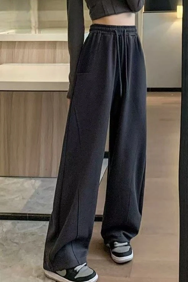 Damskie spodnie sportowe w stylu hip-hop streetwear, proste i szerokie, z nadrukiem, idealne na zimę, dla dorosłych.