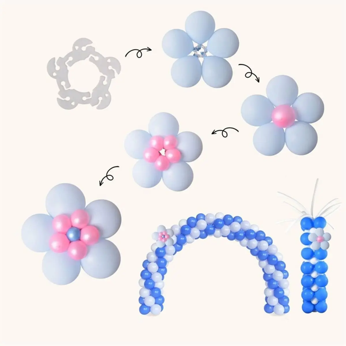 newA10R 100PCS Balloon Arch Clips, Reusable Balloon Clips for Balloon Arch, Plastic Balloon Supplies for Stand