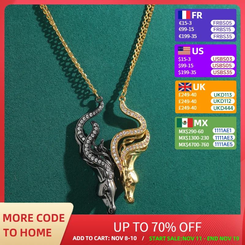 

Vintage Bull Head Pendant Necklace Black Gold Color Two-Tone Chain Rhinestone Accessories Mothers Day Gifts 2025 Trends