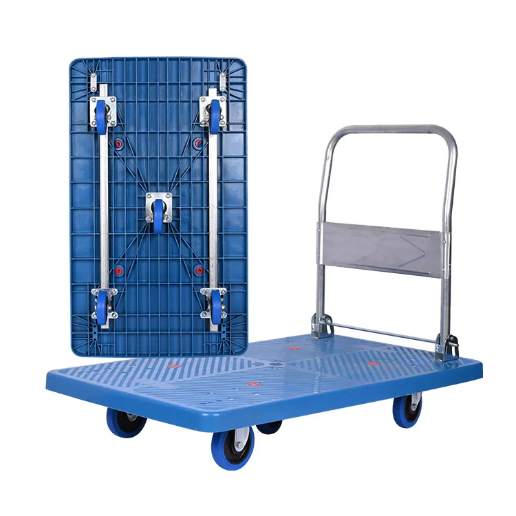 

1100*650mm Heavy Duty Blue Folding Plastic Platform Trolley Cart 500kg