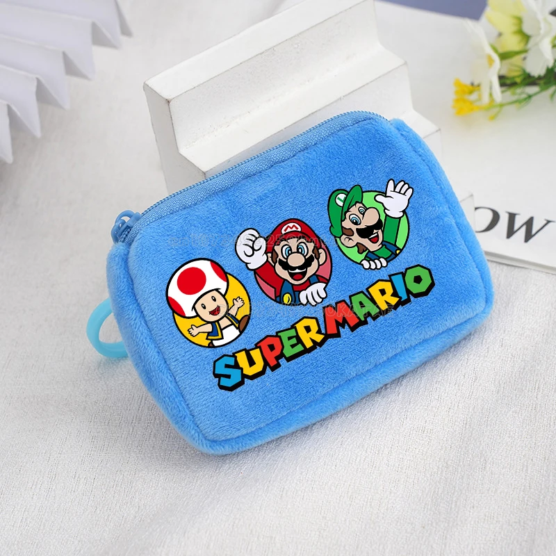 Super Marios niños Mini monedero melocotón Luigi Bowser llavero para niño niña auricular bolsa de almacenamiento de cable cartera pequeña portátil