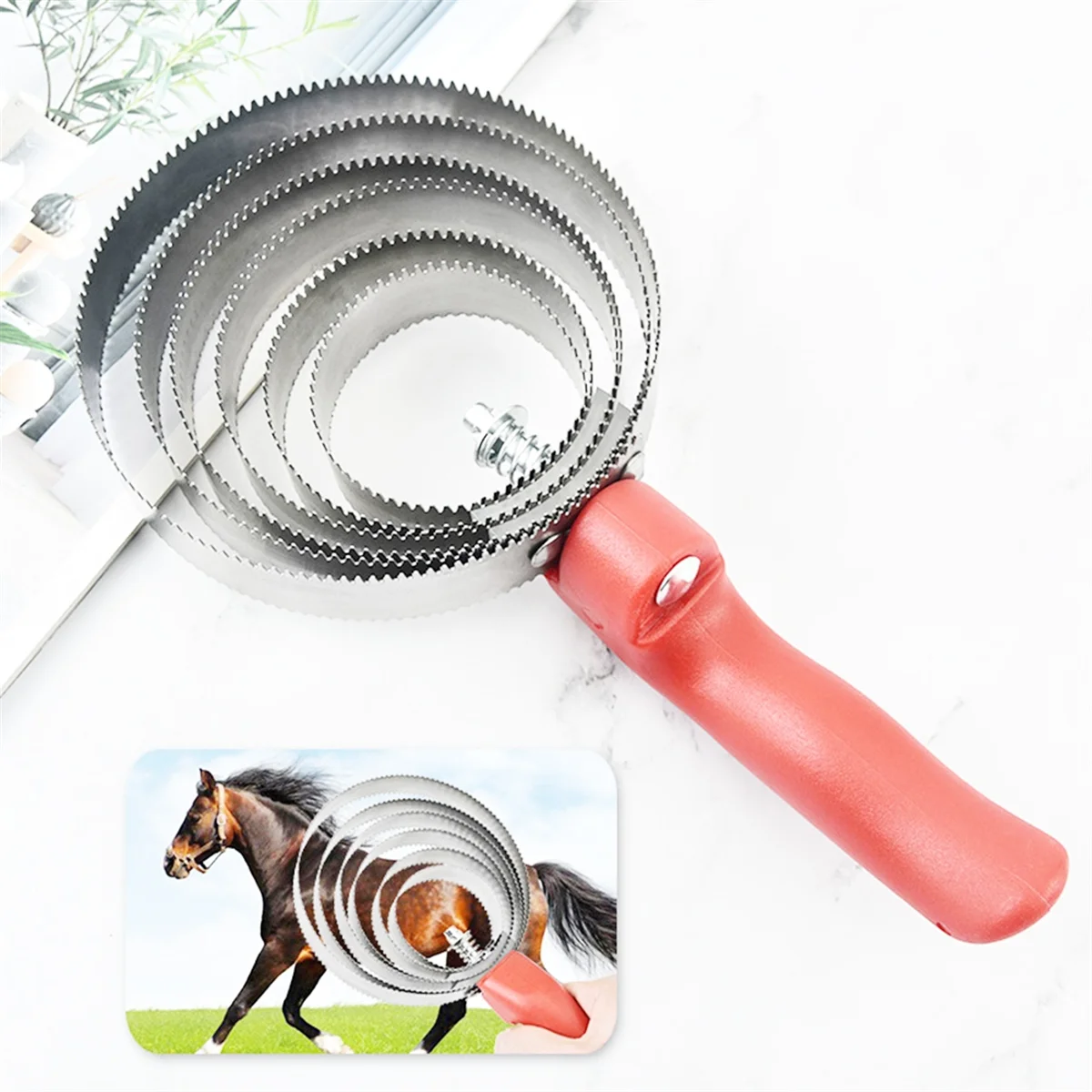 Circles Horse Comb Brush Horse Care Washing Tools Equestrian Supplies Reversible Riding Equipment with Soft Grip Metal