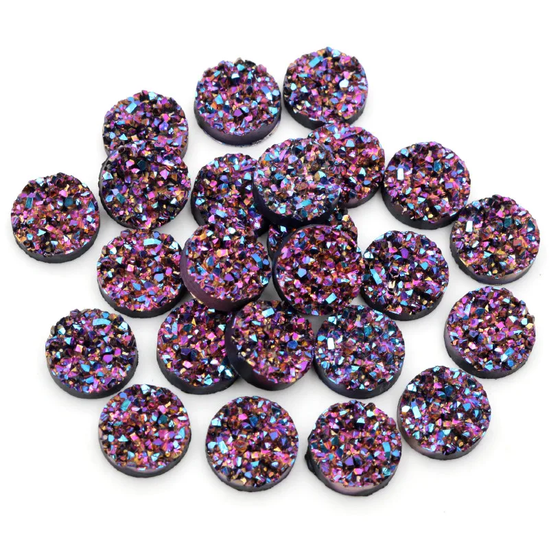 New Fashion 40pcs 8mm 10mm 12mm Mix AB Colors Natural ore Style Flat back Resin Cabochons For Bracelet Earrings accessories