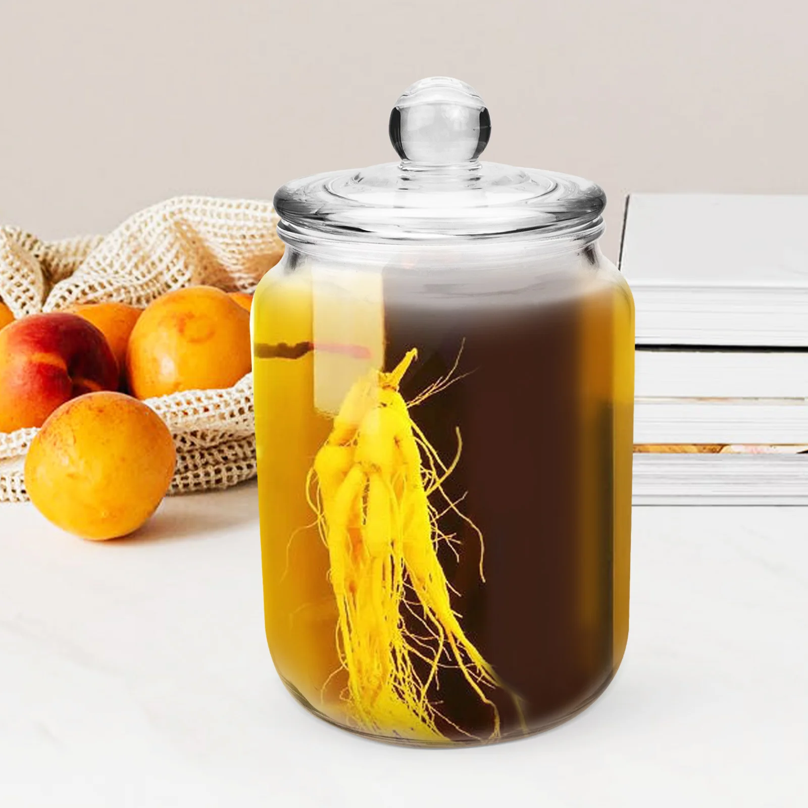 

Glass Wine Jar Sealed Container Household Orange Juice Barrel Thick Glass Storage Jar Easy Pouring Lid Multipurpose