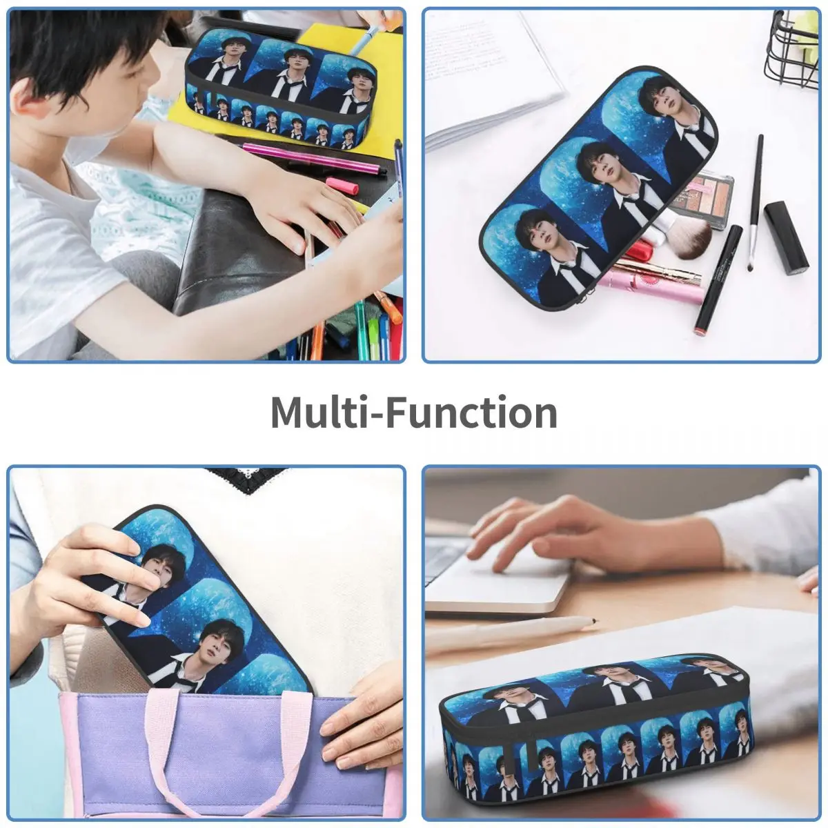 Jin The Astronaut Concept Photo Outlande Pencil Case for Kids School Pen Box Pencil Bag Stationery Supplies Pen Holder Bag