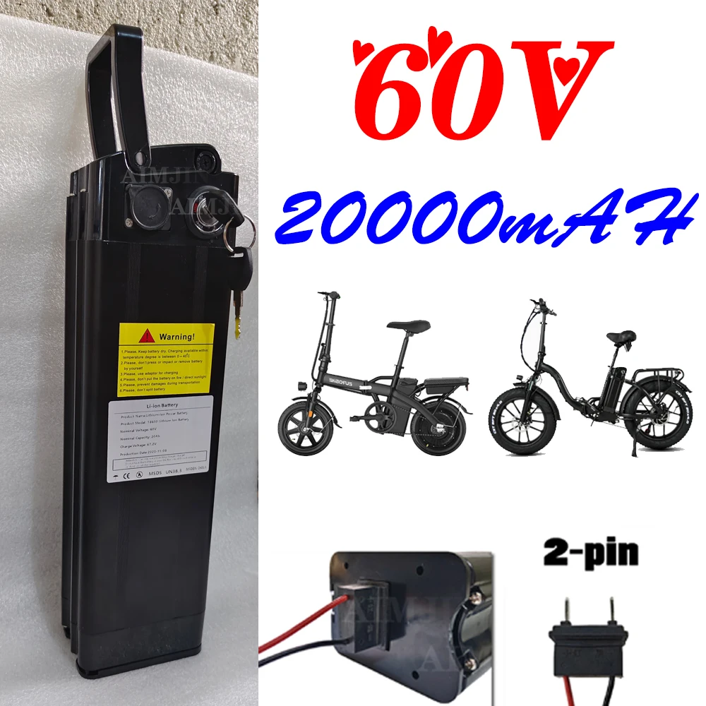 

Waterproof Shell Safety Lock For Silver Fish Electric Bicycle Battery 60V 20Ah Lithium Rechargeable Battery